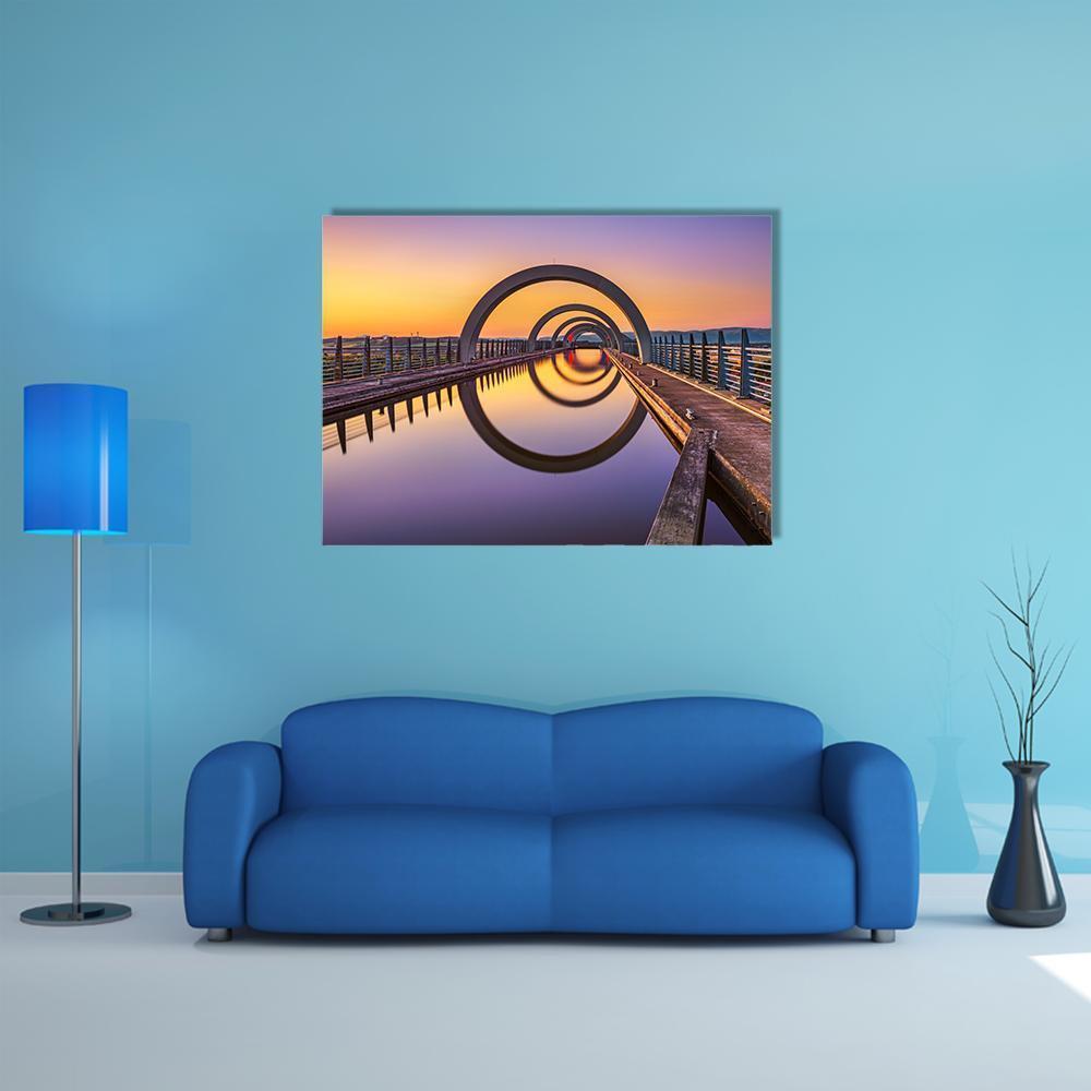 Falkirk Wheel At Sunset Canvas Wall Art-1 Piece-Gallery Wrap-48" x 32"-Tiaracle