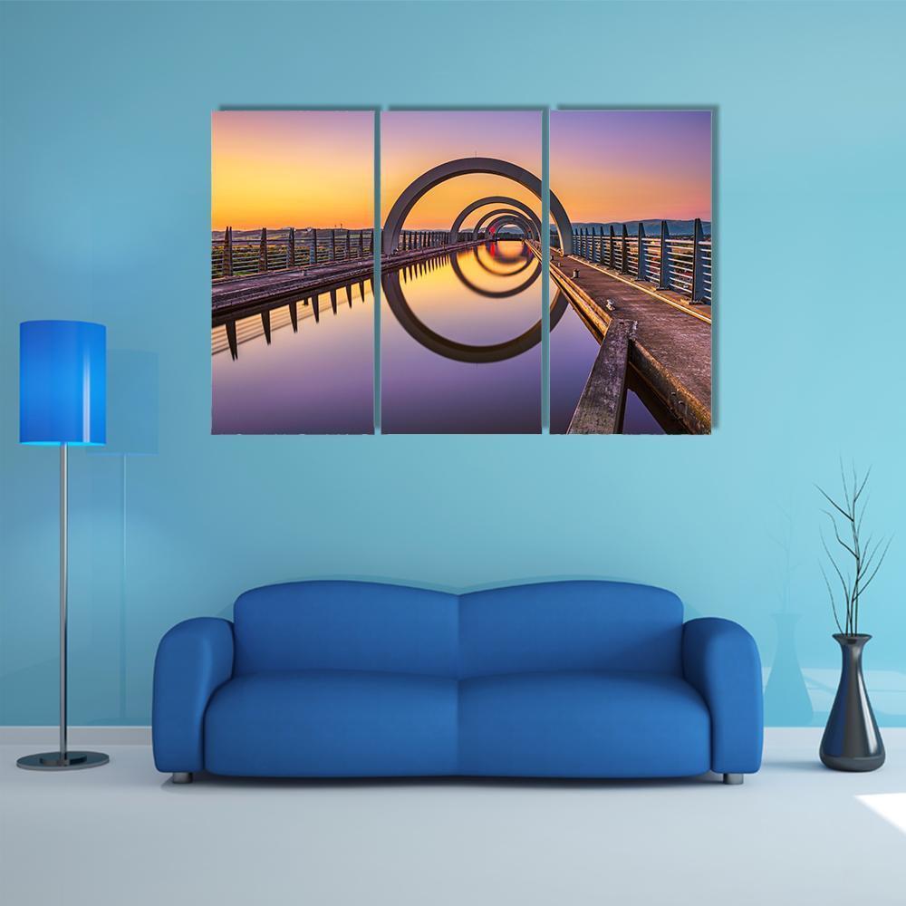 Falkirk Wheel At Sunset Canvas Wall Art-3 Horizontal-Gallery Wrap-37" x 24"-Tiaracle
