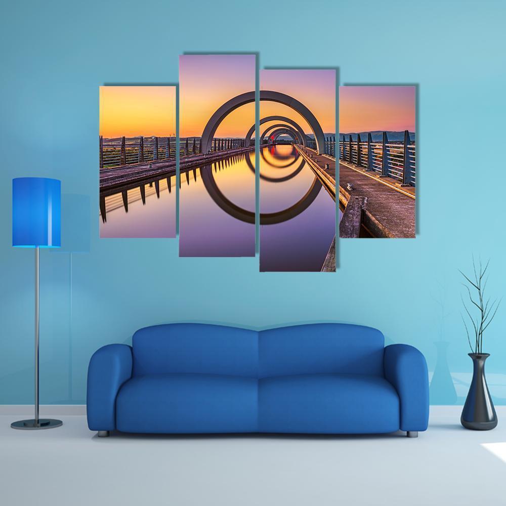 Falkirk Wheel At Sunset Canvas Wall Art-4 Pop-Gallery Wrap-50" x 32"-Tiaracle
