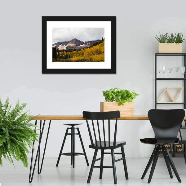 Fall At Maroon Bells Canvas Wall Art-3 Horizontal-Gallery Wrap-25" x 16"-Tiaracle