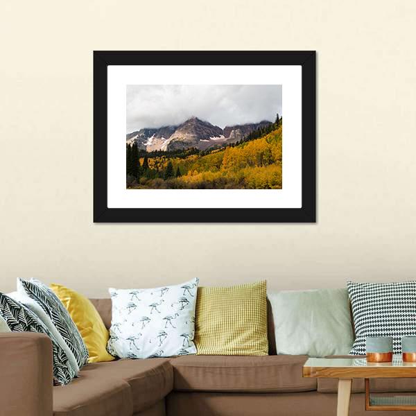 Fall At Maroon Bells Canvas Wall Art-3 Horizontal-Gallery Wrap-25" x 16"-Tiaracle