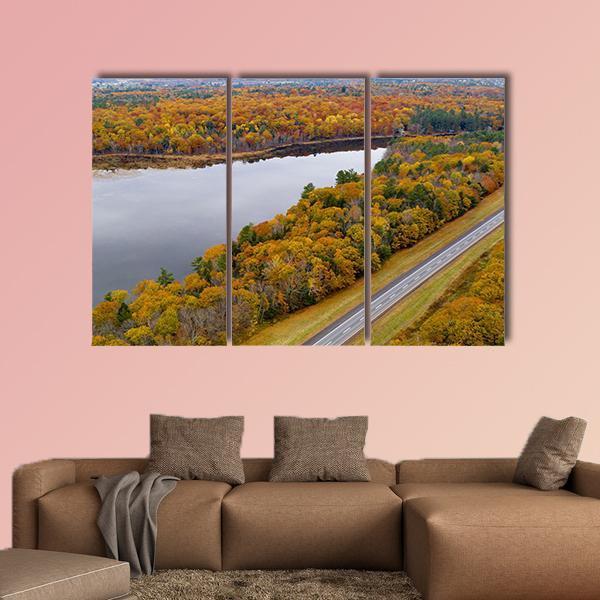 Fall Color In New England Canvas Wall Art-3 Horizontal-Gallery Wrap-37" x 24"-Tiaracle
