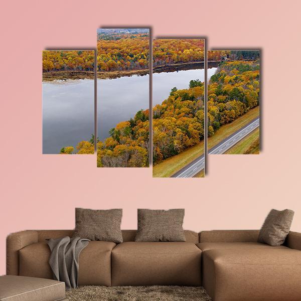Fall Color In New England Canvas Wall Art-4 Pop-Gallery Wrap-50" x 32"-Tiaracle