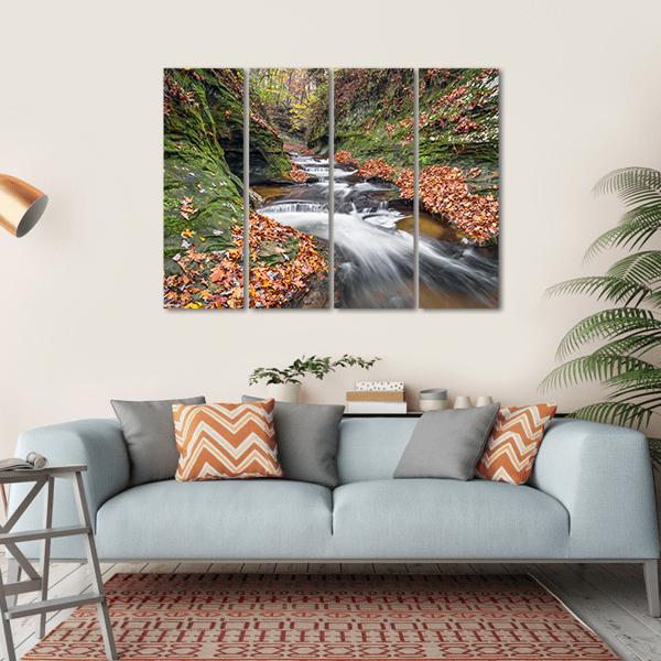 Fall Creek In Gorge Canvas Wall Art-4 Horizontal-Gallery Wrap-34" x 24"-Tiaracle