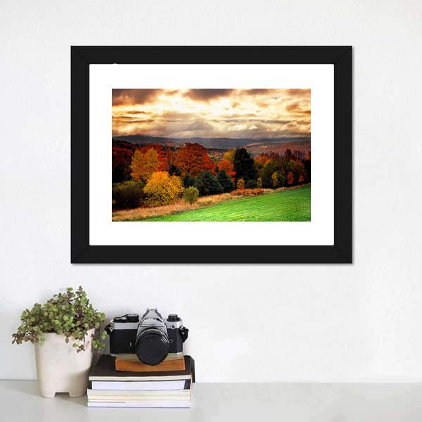 Fall Foliage At Vermont Canvas Wall Art-1 Piece-Framed Print-20" x 16"-Tiaracle