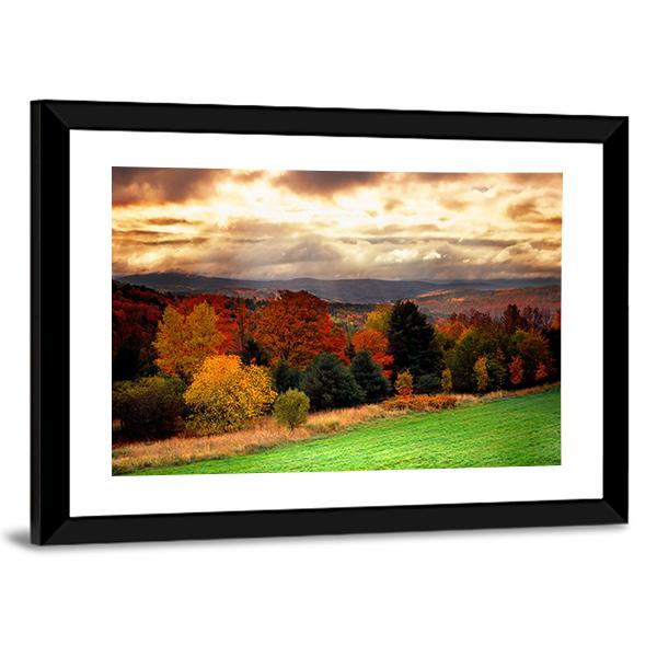 Fall Foliage At Vermont Canvas Wall Art-5 Horizontal-Gallery Wrap-22" x 12"-Tiaracle