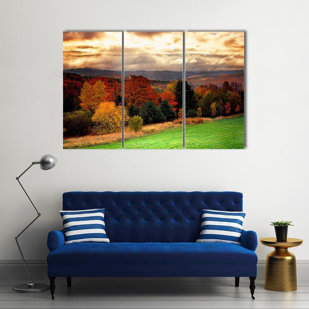 Fall Foliage At Vermont Canvas Wall Art-3 Horizontal-Gallery Wrap-37" x 24"-Tiaracle