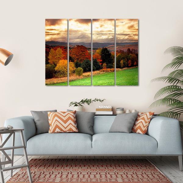 Fall Foliage At Vermont Canvas Wall Art-4 Horizontal-Gallery Wrap-34" x 24"-Tiaracle