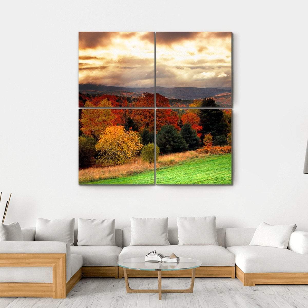 Fall Foliage At Vermont Canvas Wall Art-4 Square-Gallery Wrap-17" x 17"-Tiaracle