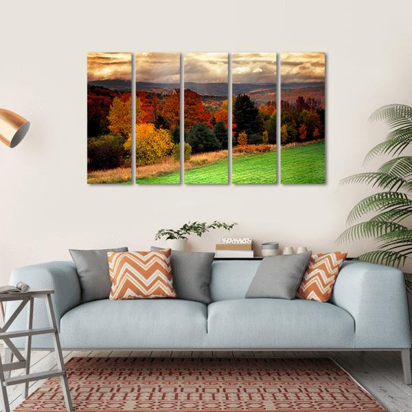 Fall Foliage At Vermont Canvas Wall Art-5 Horizontal-Gallery Wrap-22" x 12"-Tiaracle