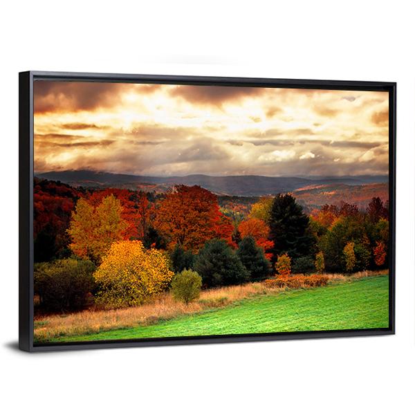 Fall Foliage At Vermont Canvas Wall Art-3 Horizontal-Gallery Wrap-25" x 16"-Tiaracle