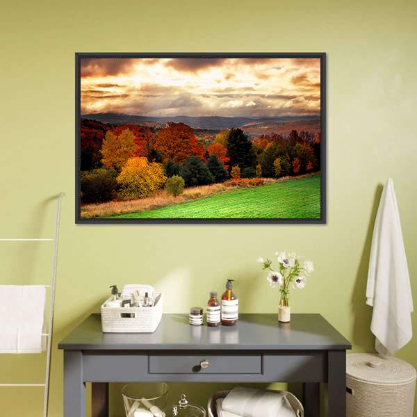 Fall Foliage At Vermont Canvas Wall Art-1 Piece-Floating Frame-24" x 16"-Tiaracle