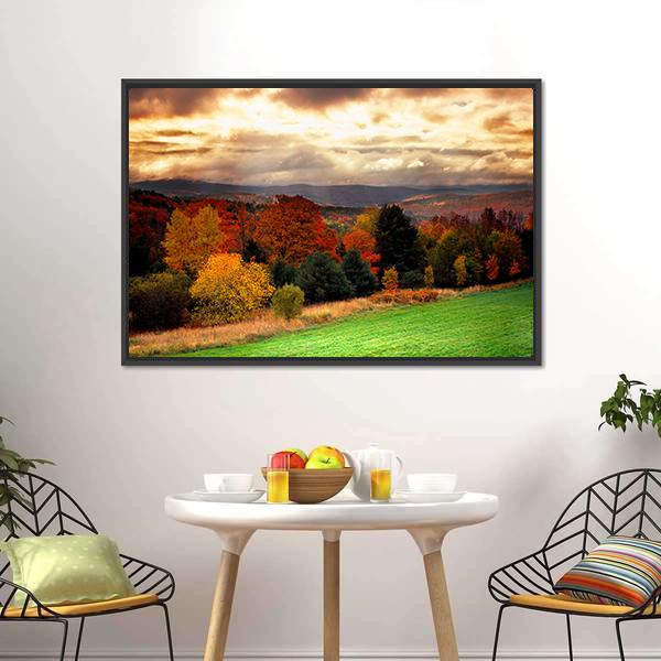 Fall Foliage At Vermont Canvas Wall Art-3 Horizontal-Gallery Wrap-25" x 16"-Tiaracle