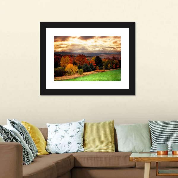 Fall Foliage At Vermont Canvas Wall Art-3 Horizontal-Gallery Wrap-25" x 16"-Tiaracle