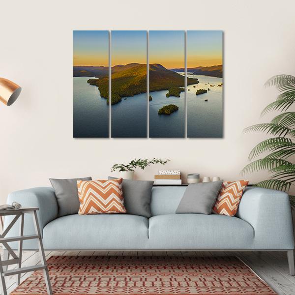 Fall Foliage By Lake George Canvas Wall Art-4 Horizontal-Gallery Wrap-34" x 24"-Tiaracle