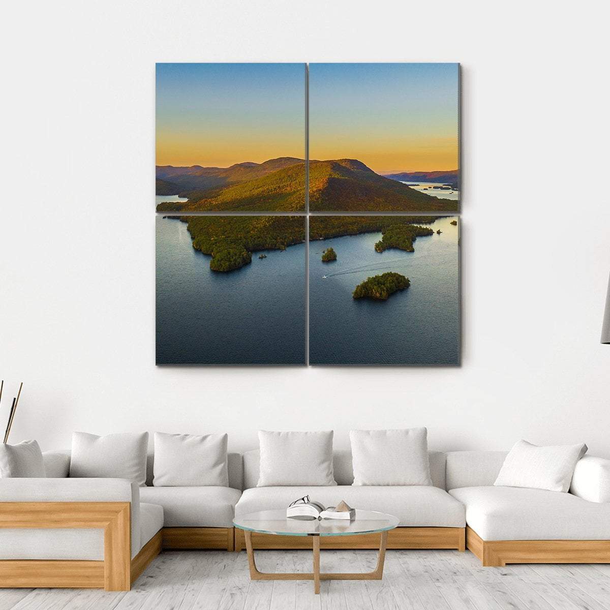 Fall Foliage By Lake George Canvas Wall Art-4 Square-Gallery Wrap-17" x 17"-Tiaracle