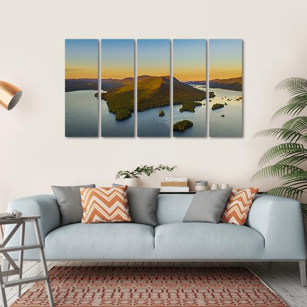 Fall Foliage By Lake George Canvas Wall Art-5 Horizontal-Gallery Wrap-22" x 12"-Tiaracle