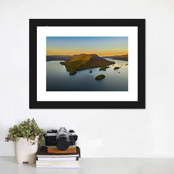Fall Foliage By Lake George Canvas Wall Art-5 Horizontal-Gallery Wrap-22" x 12"-Tiaracle