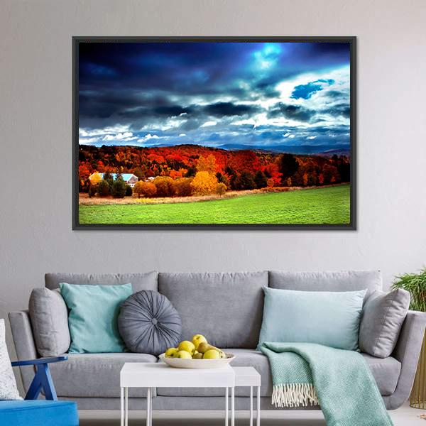 Fall Foliage Vermont Canvas Wall Art-1 Piece-Floating Frame-24" x 16"-Tiaracle
