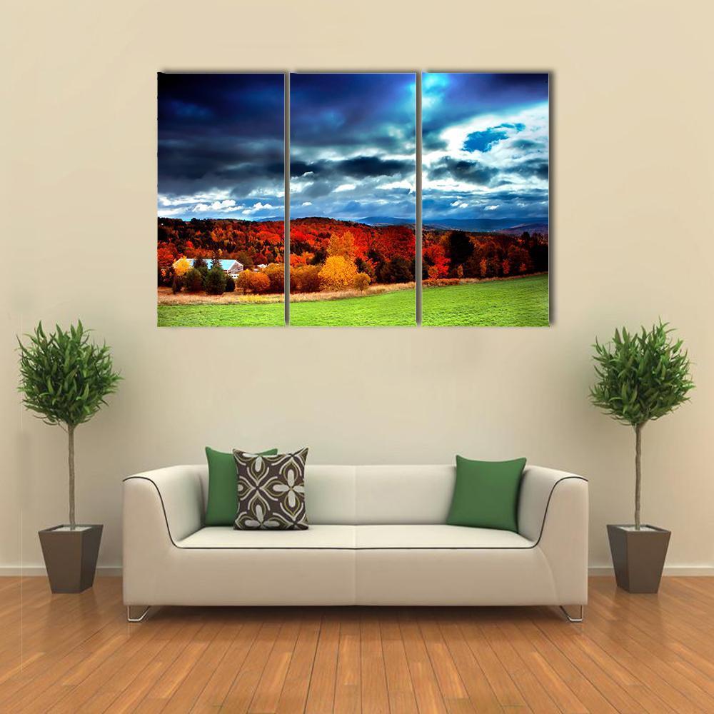 Fall Foliage Vermont Canvas Wall Art-3 Horizontal-Gallery Wrap-37" x 24"-Tiaracle