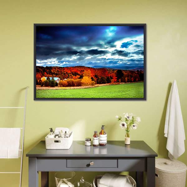 Fall Foliage Vermont Canvas Wall Art-1 Piece-Floating Frame-24" x 16"-Tiaracle