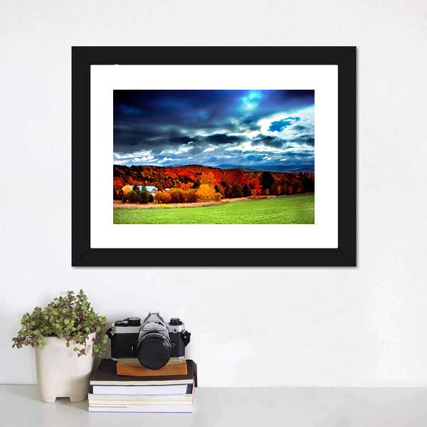 Fall Foliage Vermont Canvas Wall Art-1 Piece-Framed Print-20" x 16"-Tiaracle