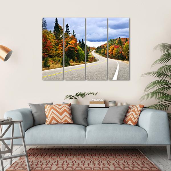 Fall Scenic Highway Ontario Canvas Wall Art-4 Horizontal-Gallery Wrap-34" x 24"-Tiaracle