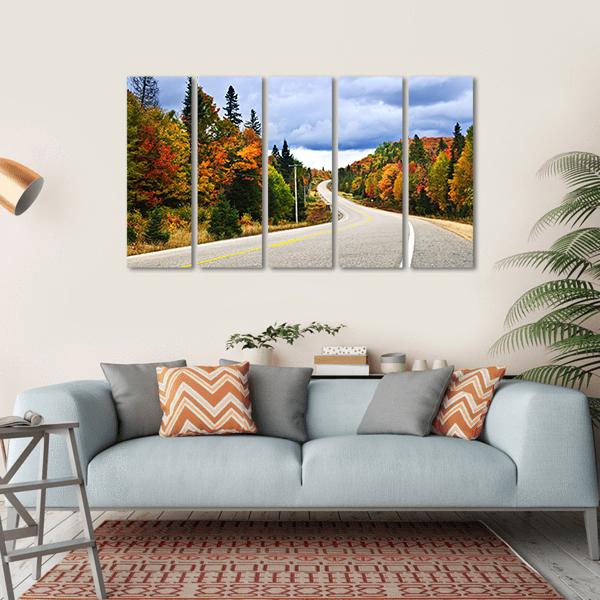 Fall Scenic Highway Ontario Canvas Wall Art-5 Horizontal-Gallery Wrap-22" x 12"-Tiaracle