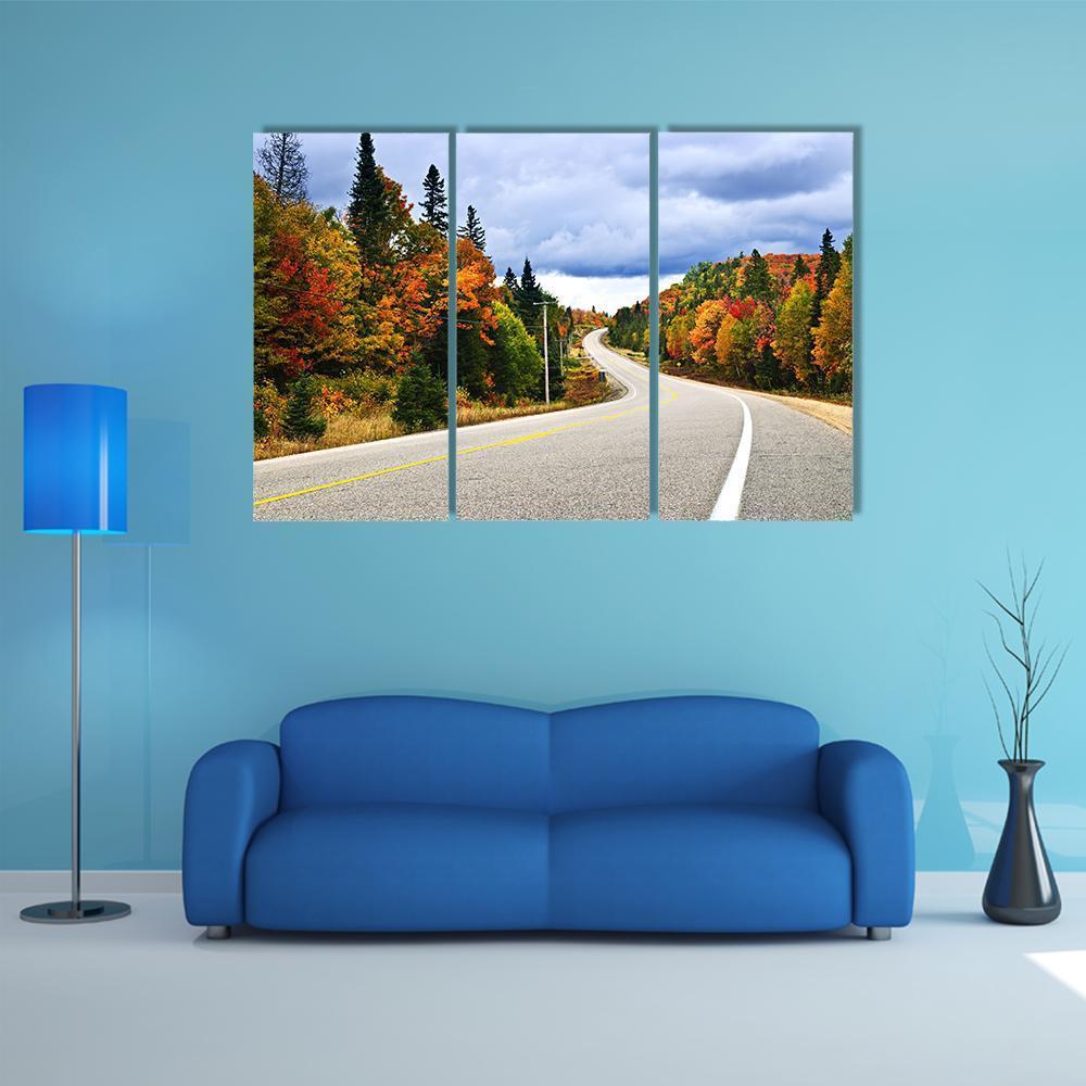 Fall Scenic Highway Ontario Canvas Wall Art-3 Horizontal-Gallery Wrap-37" x 24"-Tiaracle