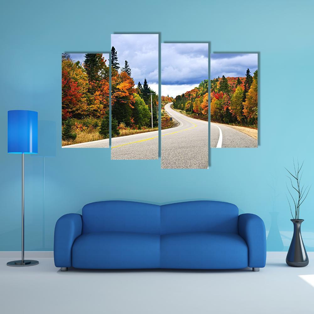 Fall Scenic Highway Ontario Canvas Wall Art-4 Pop-Gallery Wrap-50" x 32"-Tiaracle