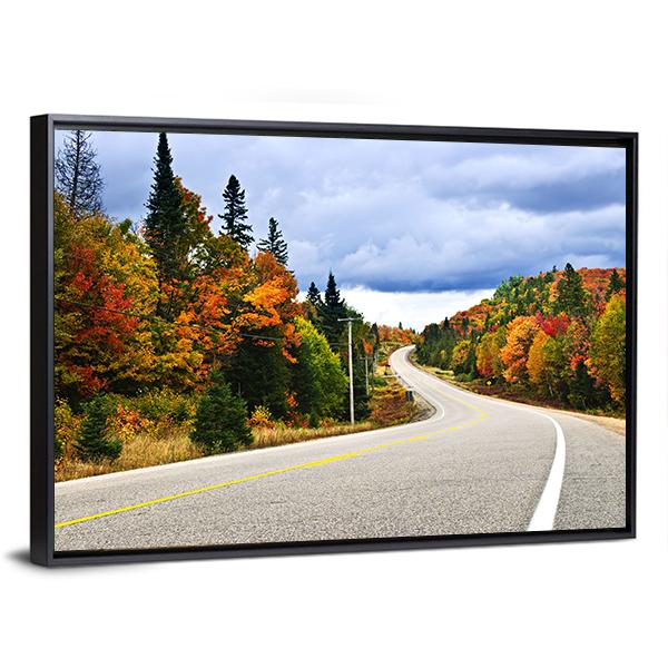 Fall Scenic Highway Ontario Canvas Wall Art-3 Horizontal-Gallery Wrap-25" x 16"-Tiaracle
