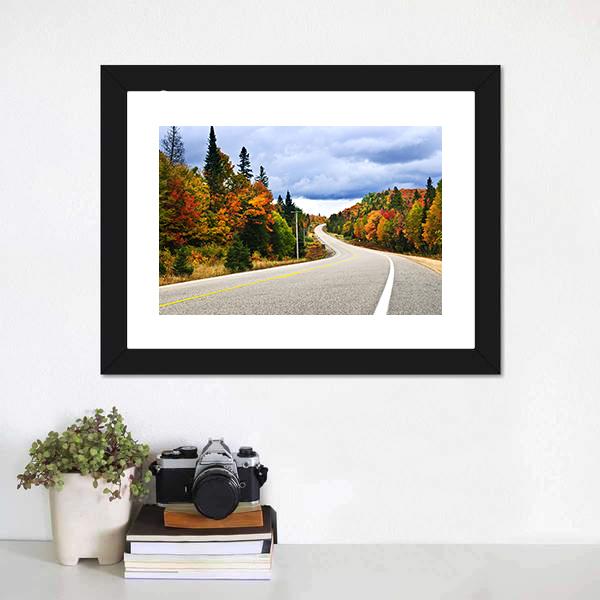 Fall Scenic Highway Ontario Canvas Wall Art-1 Piece-Framed Print-20" x 16"-Tiaracle