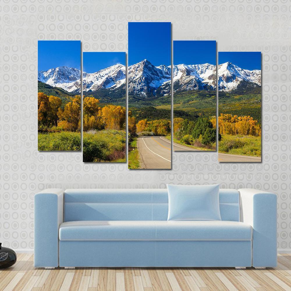 Fall Season In Colorado Canvas Wall Art-5 Pop-Gallery Wrap-47" x 32"-Tiaracle