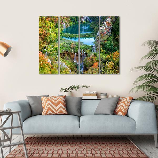 Fall Valley Landscape Canvas Wall Art-4 Horizontal-Gallery Wrap-34" x 24"-Tiaracle