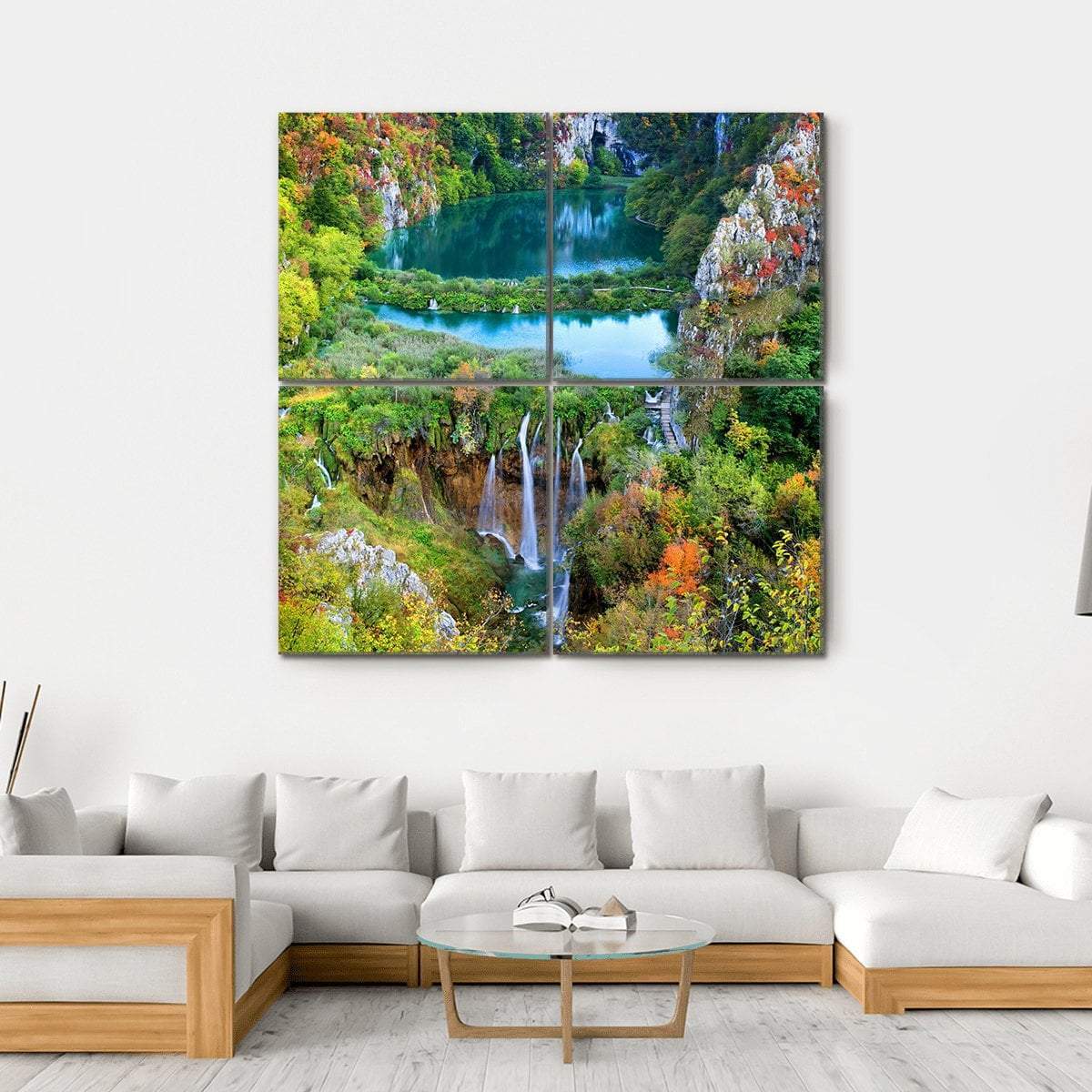 Fall Valley Landscape Canvas Wall Art-4 Square-Gallery Wrap-17" x 17"-Tiaracle