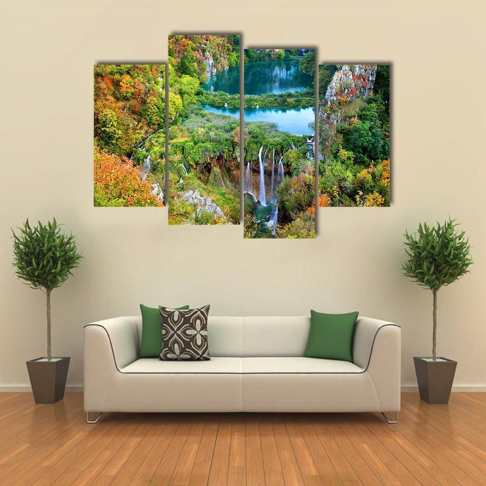 Fall Valley Landscape Canvas Wall Art-4 Pop-Gallery Wrap-50" x 32"-Tiaracle
