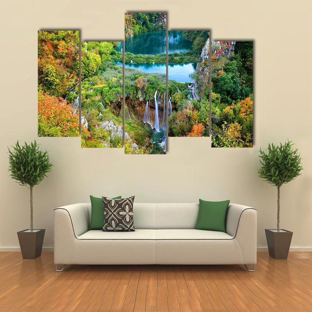 Fall Valley Landscape Canvas Wall Art-5 Pop-Gallery Wrap-47" x 32"-Tiaracle