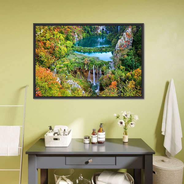Fall Valley Landscape Canvas Wall Art-1 Piece-Floating Frame-24" x 16"-Tiaracle