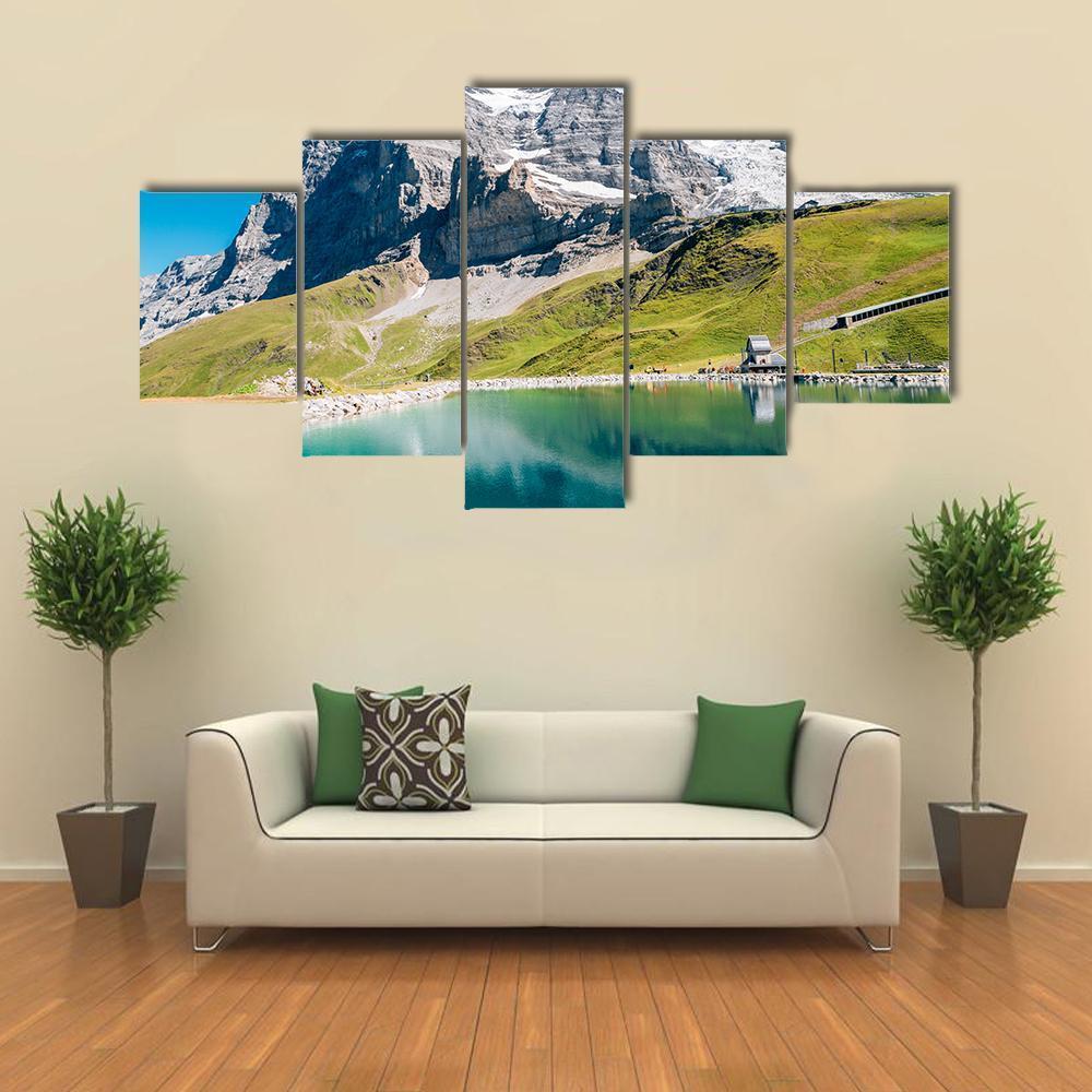Fallbodensee Lake Canvas Wall Art-5 Star-Gallery Wrap-62" x 32"-Tiaracle
