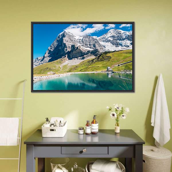 Fallbodensee Lake Canvas Wall Art-1 Piece-Floating Frame-24" x 16"-Tiaracle