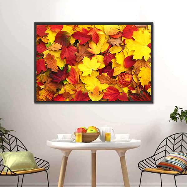 Fallen Autumn Leaves Canvas Wall Art-3 Horizontal-Gallery Wrap-25" x 16"-Tiaracle