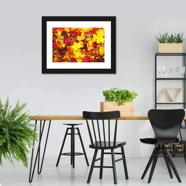 Fallen Autumn Leaves Canvas Wall Art-3 Horizontal-Gallery Wrap-25" x 16"-Tiaracle