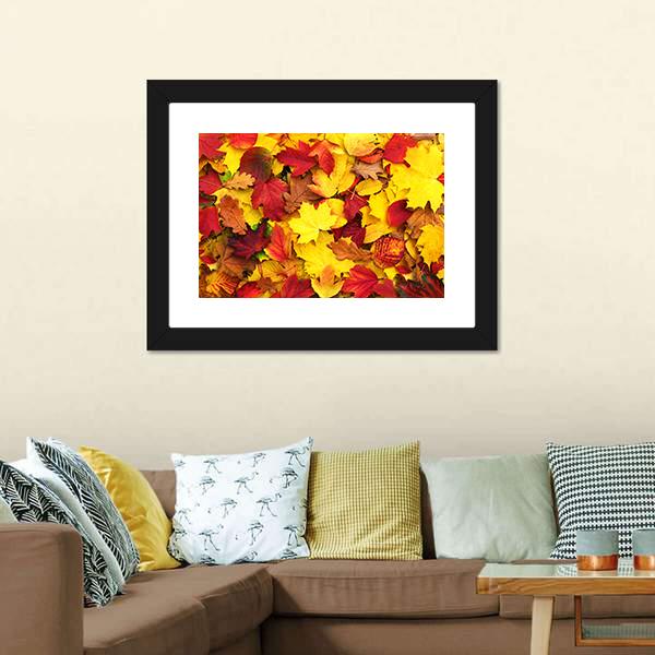 Fallen Autumn Leaves Canvas Wall Art-3 Horizontal-Gallery Wrap-25" x 16"-Tiaracle