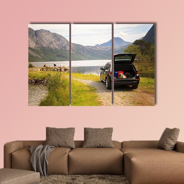 Car On Myrdal Lake Canvas Wall Art-3 Horizontal-Gallery Wrap-37" x 24"-Tiaracle
