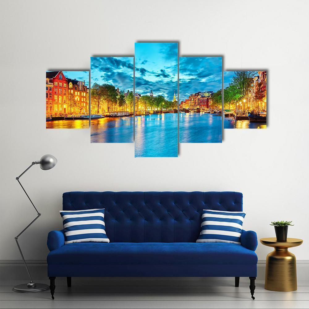 Famous Amstel River Canvas Wall Art-5 Star-Gallery Wrap-62" x 32"-Tiaracle