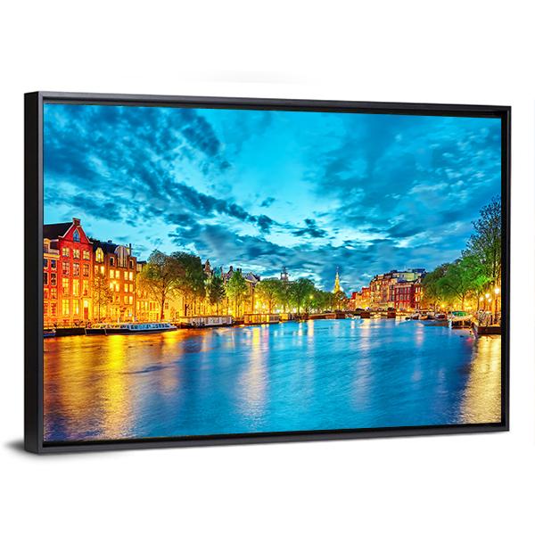 Famous Amstel River Canvas Wall Art-3 Horizontal-Gallery Wrap-25" x 16"-Tiaracle