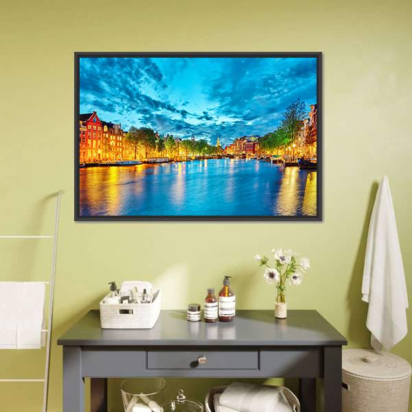 Famous Amstel River Canvas Wall Art-1 Piece-Floating Frame-24" x 16"-Tiaracle