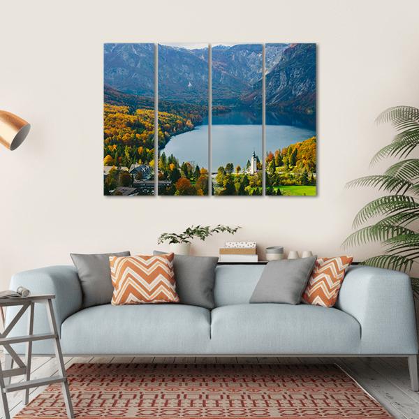 Famous Bohinj Lake Canvas Wall Art-4 Horizontal-Gallery Wrap-34" x 24"-Tiaracle