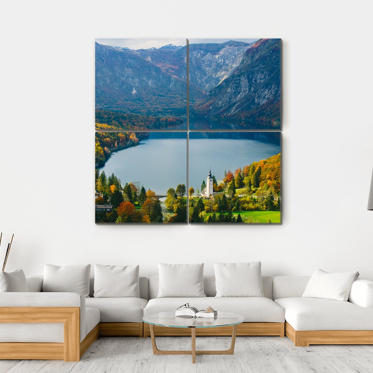 Famous Bohinj Lake Canvas Wall Art-4 Square-Gallery Wrap-17" x 17"-Tiaracle