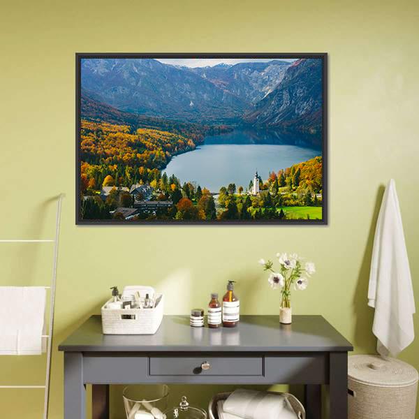 Famous Bohinj Lake Canvas Wall Art-5 Horizontal-Gallery Wrap-22" x 12"-Tiaracle